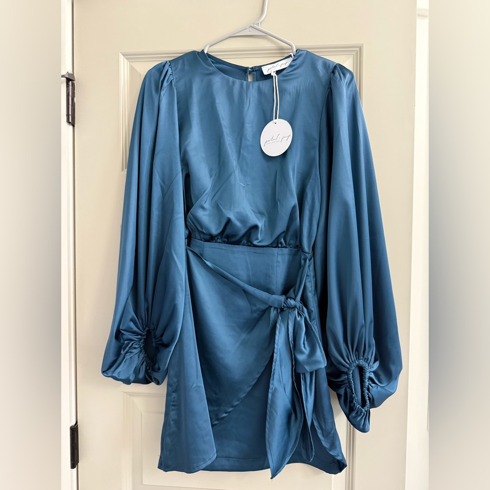 Petal & Pup Navy Satin Dress